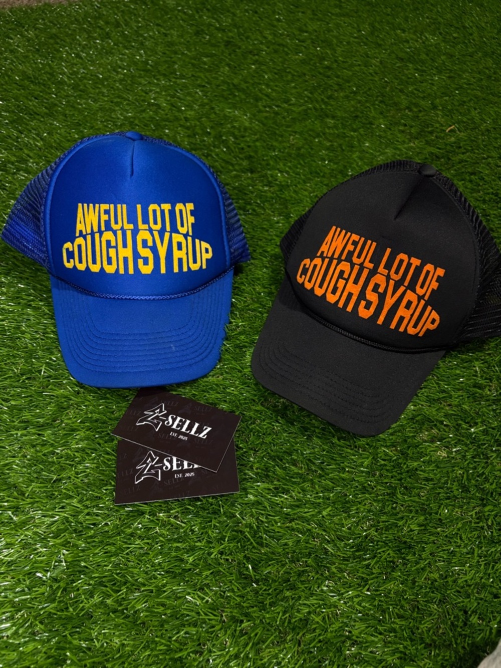 Blue & Black 'Awful Lot of Cough Syrup' Trucker Caps